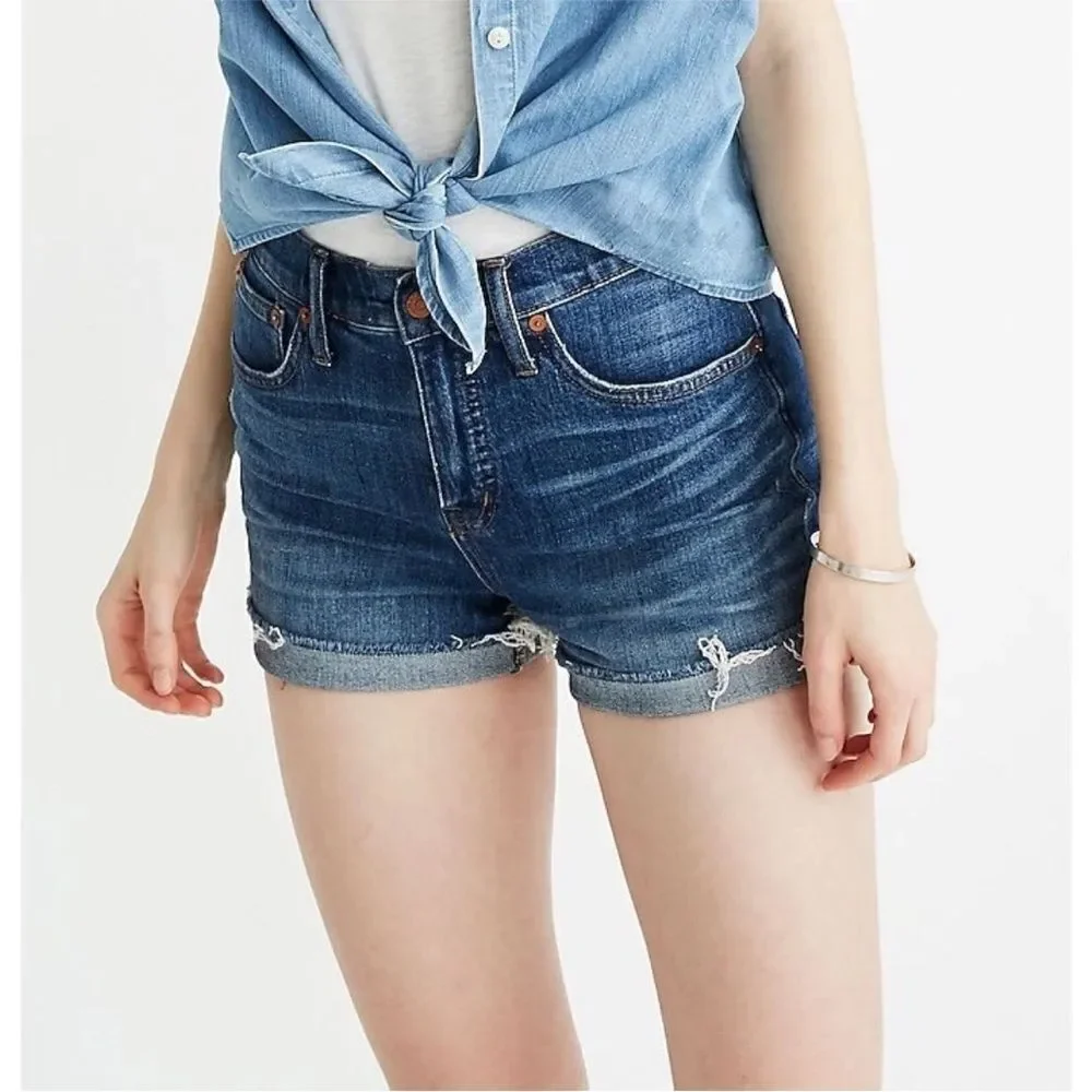 Madewell Cutoff Edition Glenoaks Wash Jean High-Rise Denim Shorts Stretchy 29